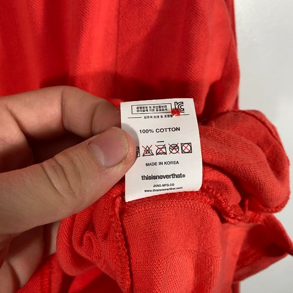 Thisisneverthat Jaquard Jersey L/S polo red mens size KR Large - Picture 8 of 9